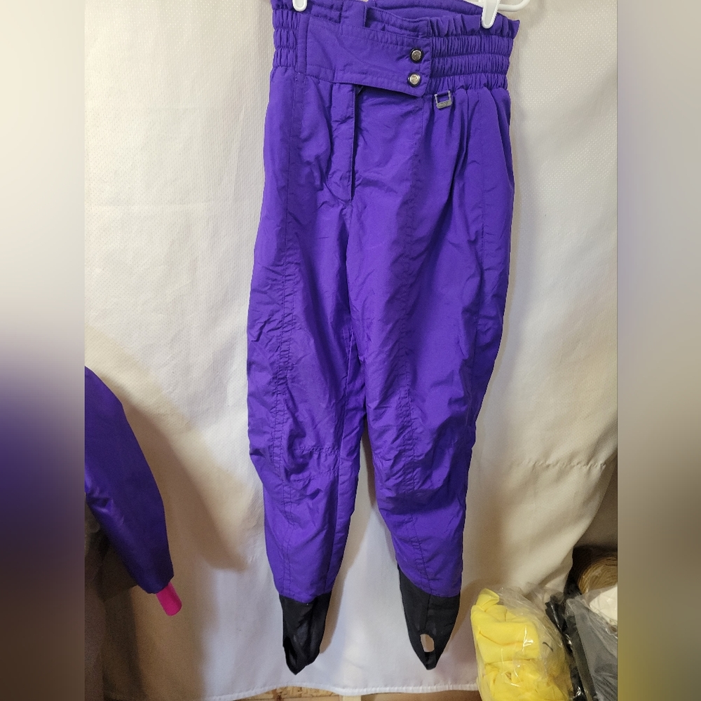 CB Sports Vintage 90s Purple Ski‎ Snow Pants Ladies Size 10 insulated Bibs